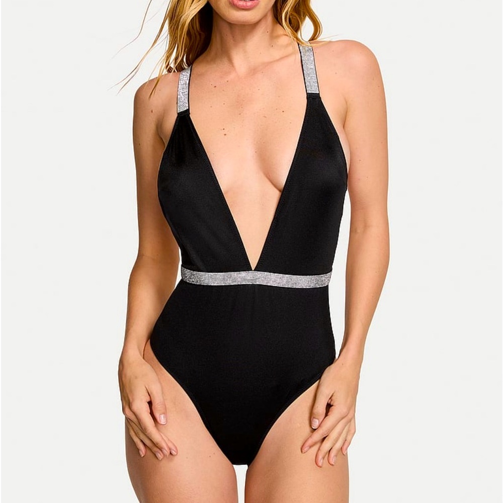 NWT Victoria Secret Shine Plunge One-Piece Swimsuit